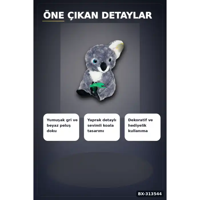 30 cm Yumuşak Bambulu Peluş Koala Oyuncak - Çocuk Odası Hediyelik Dekor BX-313544