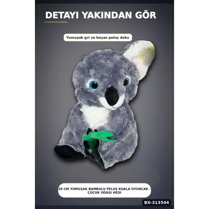 30 cm Yumuşak Bambulu Peluş Koala Oyuncak - Çocuk Odası Hediyelik Dekor BX-313544