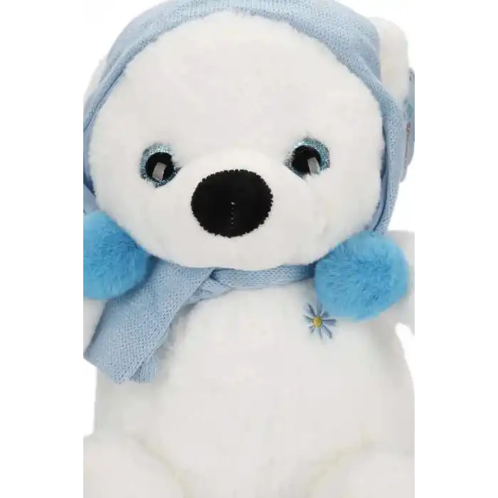 Kış Aksesuarlı 30 cm Yumuşak Peluş Kutup Ayısı Oyuncak, Çocuk Odası Hediyesi BX-313547