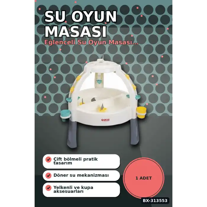 Ayarlanabilir Bacaklı 82 cm Kum Ve Su Oyun Masası - 24 Ay+ Çocuklar İçin Çift Bölmeli BX-313553