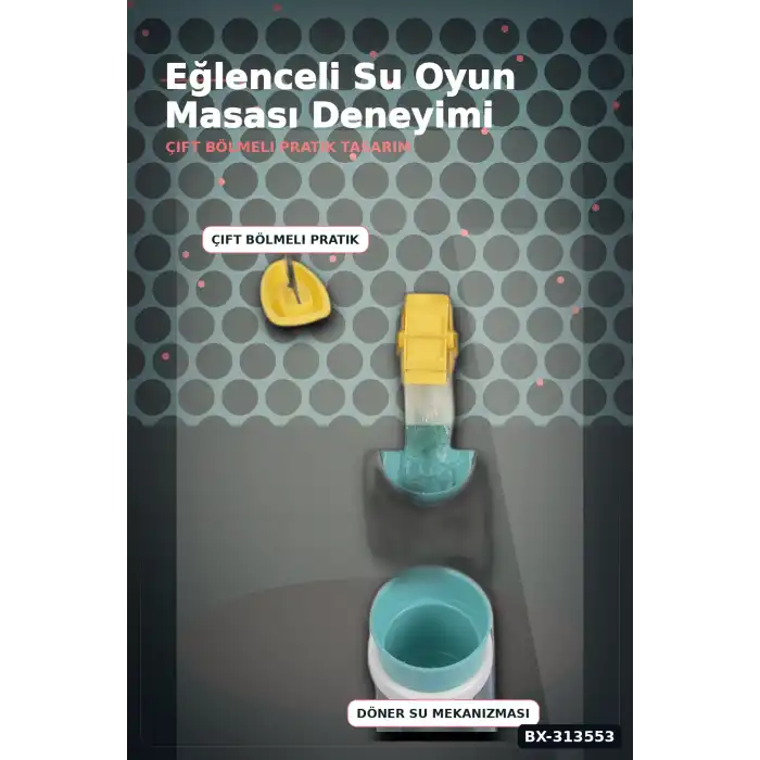 Ayarlanabilir Bacaklı 82 cm Kum Ve Su Oyun Masası - 24 Ay+ Çocuklar İçin Çift Bölmeli BX-313553