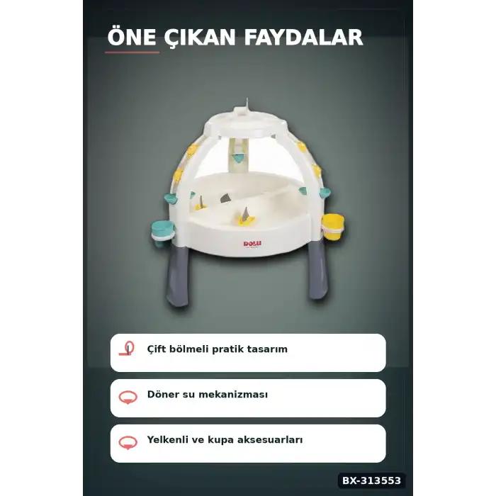Ayarlanabilir Bacaklı 82 cm Kum Ve Su Oyun Masası - 24 Ay+ Çocuklar İçin Çift Bölmeli BX-313553