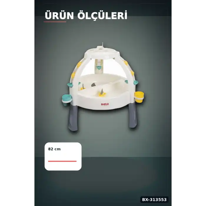 Ayarlanabilir Bacaklı 82 cm Kum Ve Su Oyun Masası - 24 Ay+ Çocuklar İçin Çift Bölmeli BX-313553