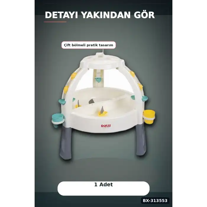 Ayarlanabilir Bacaklı 82 cm Kum Ve Su Oyun Masası - 24 Ay+ Çocuklar İçin Çift Bölmeli BX-313553