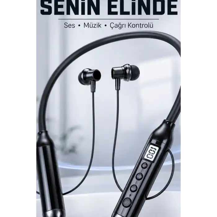 Boyun Bantlı 600 Saat Müzik Süreli Bluetooth V4.0 Kulaklık - Mikrofonlu Ses Kontrollü BX-313556