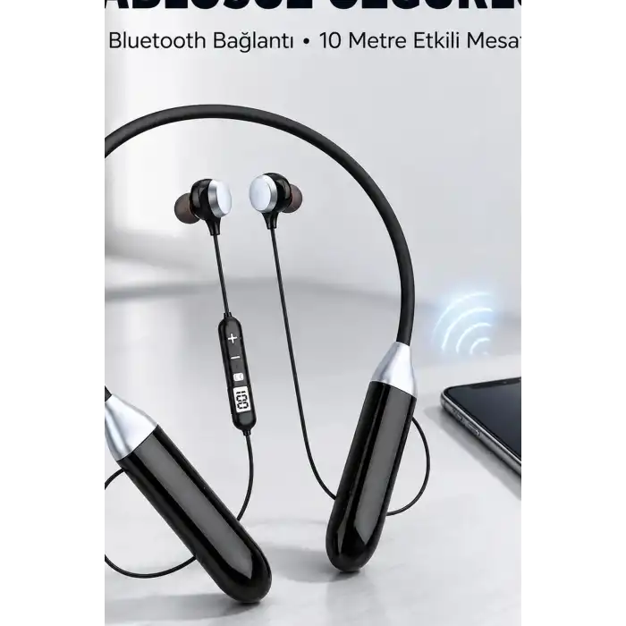 Kulak Ici Bluetooth Kulaklik Mikrofonlu Boyun Bantli Kablosuz Ses Kontrol 1 Adet BX-313562