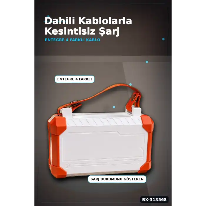 Dijital Ekranli 60000mAh 4 Kablolu Powerbank 22.5W Hizli Sarj Coklu Cikisli BX-313568