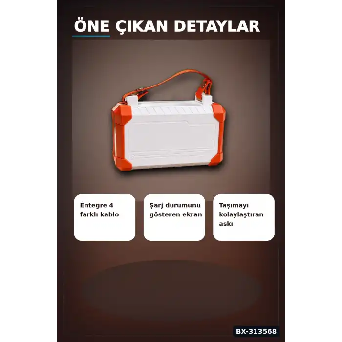 Dijital Ekranli 60000mAh 4 Kablolu Powerbank 22.5W Hizli Sarj Coklu Cikisli BX-313568