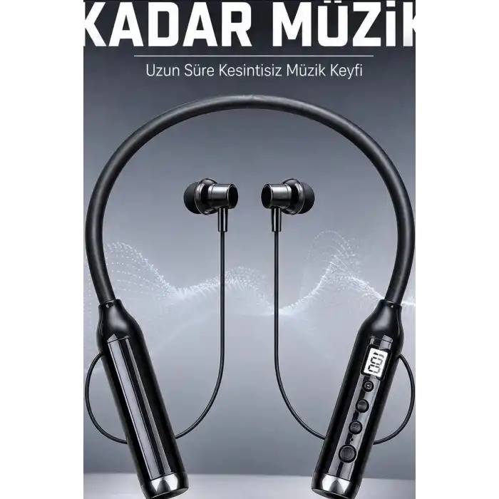 Bluetooth V4.0 Boyun Kulaklık 600 Saat Bekleme Dijital Göstergeli Çift Cihaz Bağlantılı BX-313557
