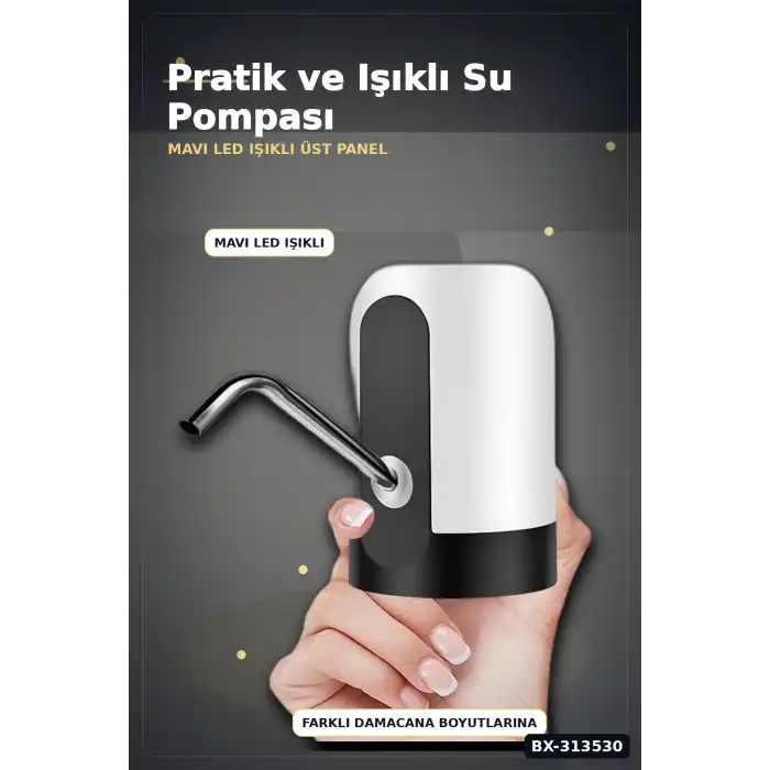 Şarjlı 304 Paslanmaz Çelik Damacana Su Pompası - Usb Şarjlı Otomatik Sebil, Mutfak İçin BX-313530