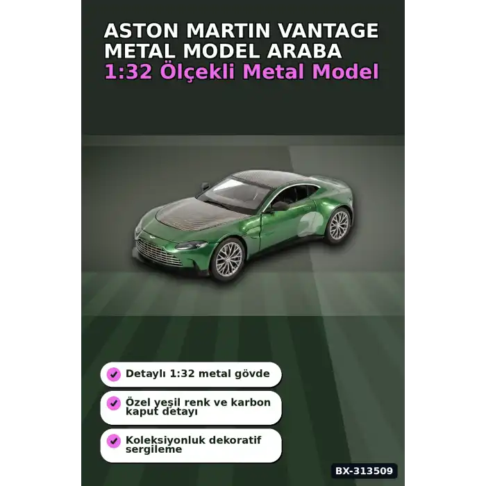 1:32 Metal Aston Martin Vantage Çek Bırak Araba - Diecast Model, Koleksiyonluk Oyuncak BX-313509