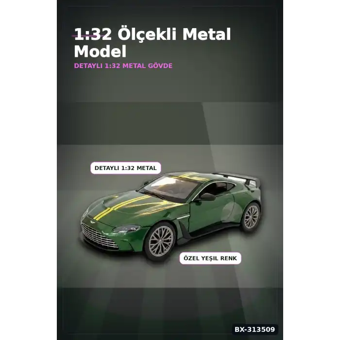 1:32 Metal Aston Martin Vantage Çek Bırak Araba - Diecast Model, Koleksiyonluk Oyuncak BX-313509