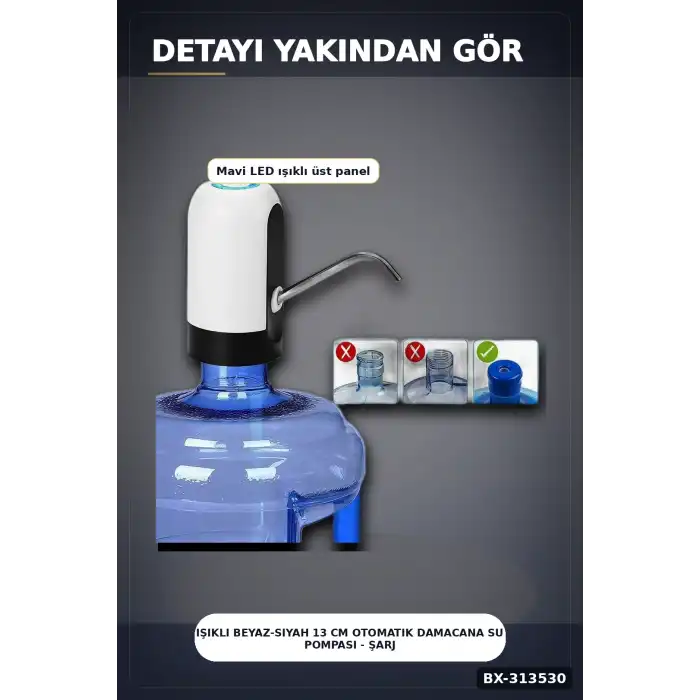 Şarjlı 304 Paslanmaz Çelik Damacana Su Pompası - Usb Şarjlı Otomatik Sebil, Mutfak İçin BX-313530