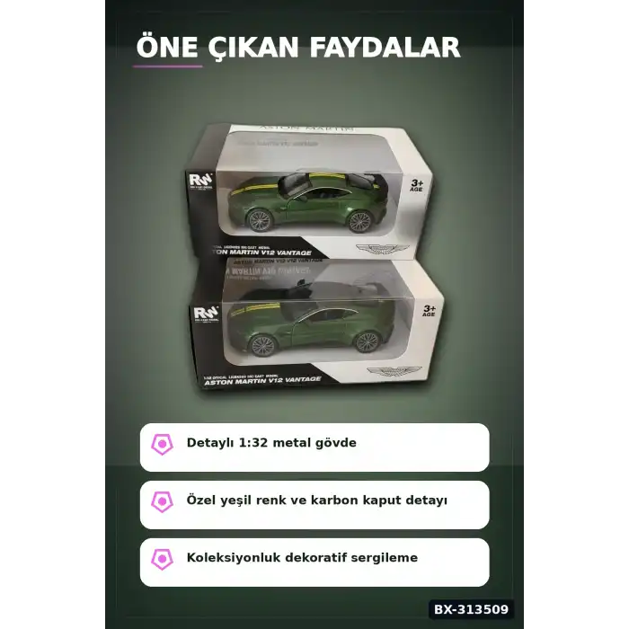 1:32 Metal Aston Martin Vantage Çek Bırak Araba - Diecast Model, Koleksiyonluk Oyuncak BX-313509
