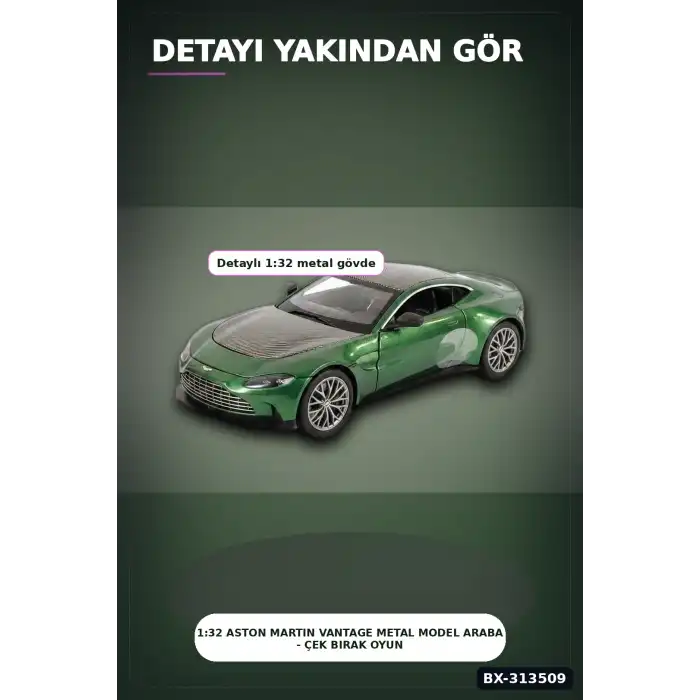 1:32 Metal Aston Martin Vantage Çek Bırak Araba - Diecast Model, Koleksiyonluk Oyuncak BX-313509