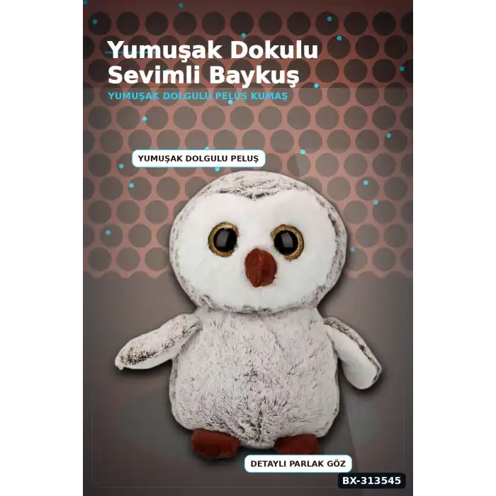30 cm Peluş Baykuş Oyuncak - Yumuşak Dolgulu, Elde Yıkanabilir, Kahverengi-Siyah Seçenekli BX-313545