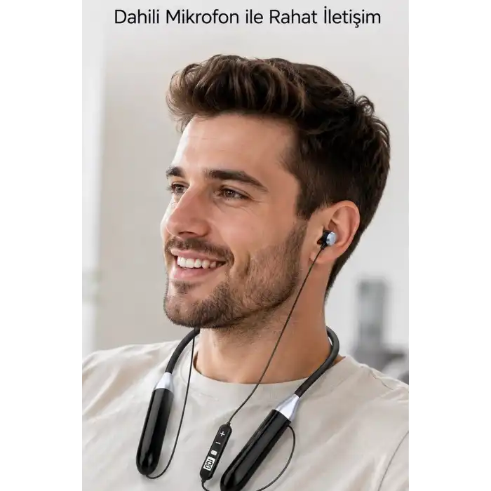 Boyun Bantli Bluetooth 5.0 Kulaklik Mikrofonlu Kablosuz Kulak Ici Muzik Ve Gorusme BX-313563