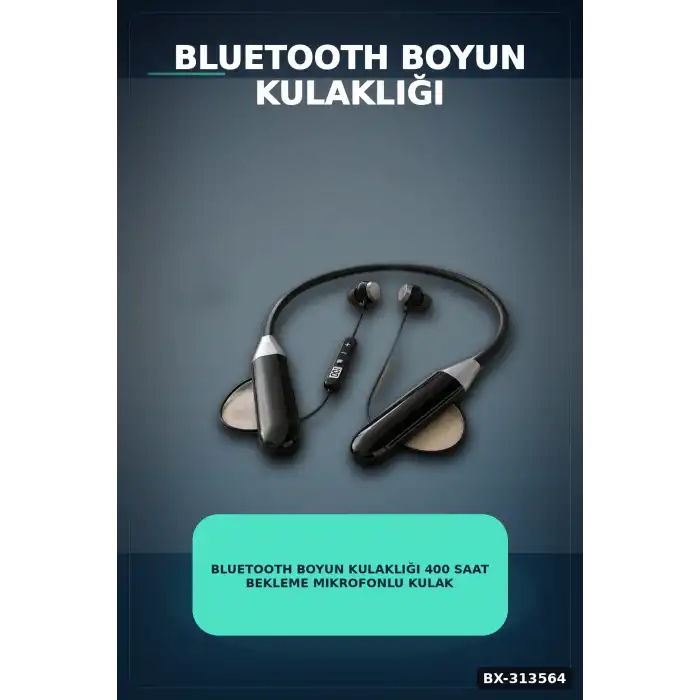 Bluetooth 4.0 Boyun Kulakligi Mikrofonlu Ses Kontrollu 400 Saat Bekleme Suresi 10m Menzil BX-313564