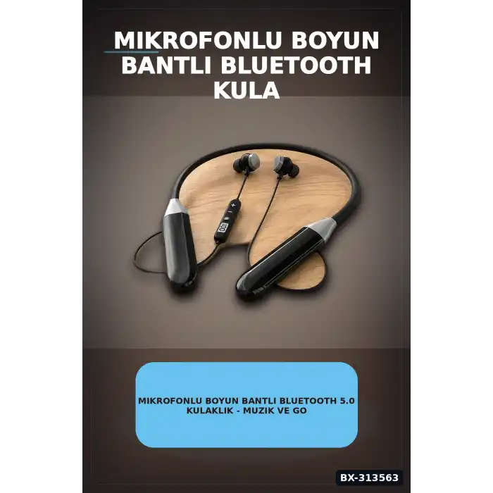 Boyun Bantli Bluetooth 5.0 Kulaklik Mikrofonlu Kablosuz Kulak Ici Muzik Ve Gorusme BX-313563