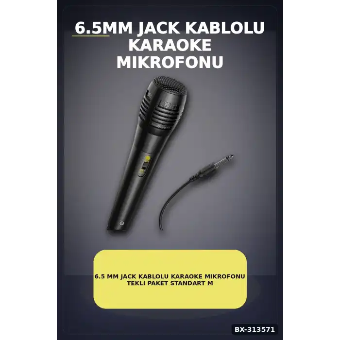 6.5 Mm Jack Kablolu Karaoke Mikrofonu Tekli Paket Standart Model Ses Sistemi Icin BX-313571