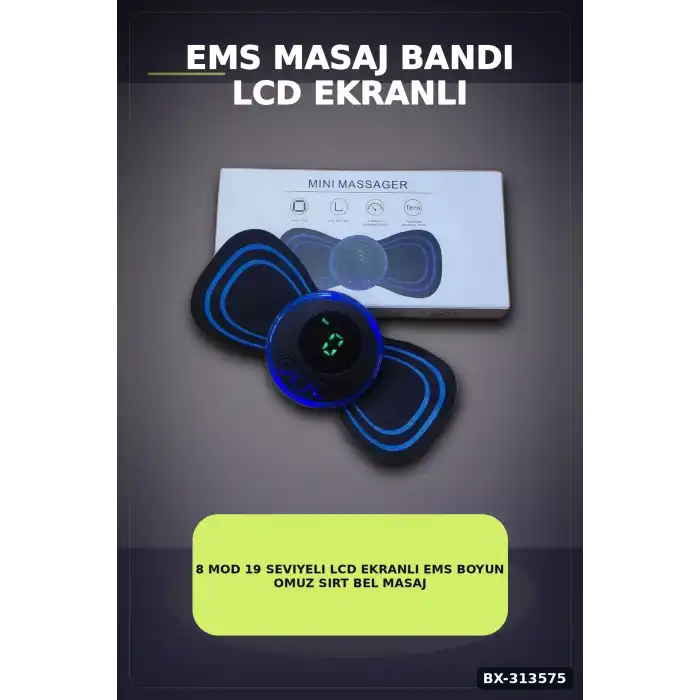 8 Mod 19 Seviyeli LCD Ekranlı EMS Boyun Omuz Sırt Bel Masaj Bandı USB Şarjlı BX-313575