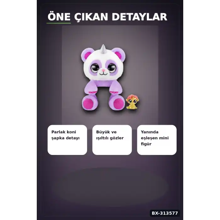 Koni Şapkalı 10 cm Sevimli Mini Peluş Oyuncak Ve Figür Seti - 1 Adet, 3+ Yaş BX-313577
