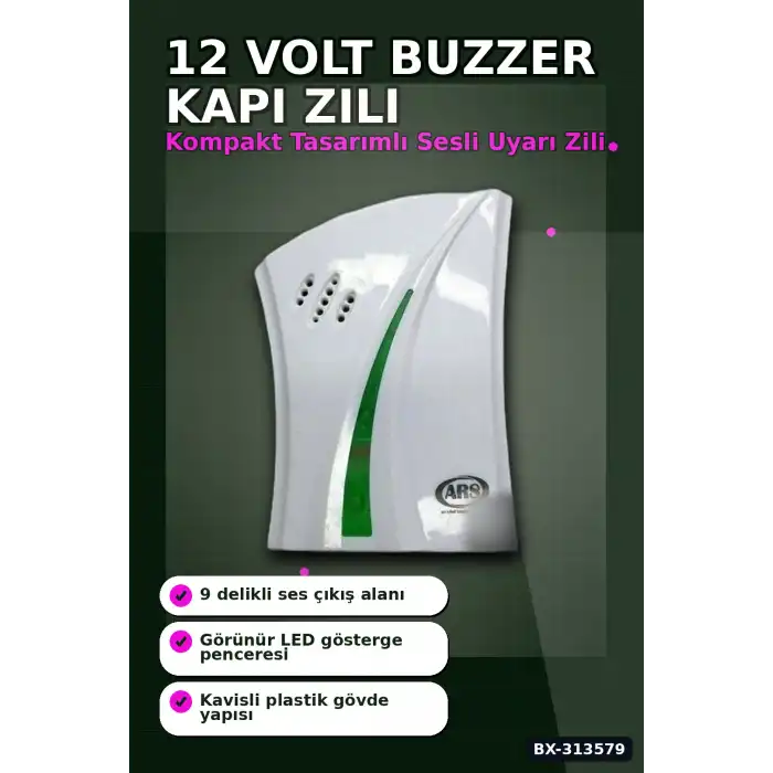 12 Volt Buzzer Sesli Kapı Zili Bx40 Tekli Paket - Düşük Voltajlı Kapı Zili BX-313579