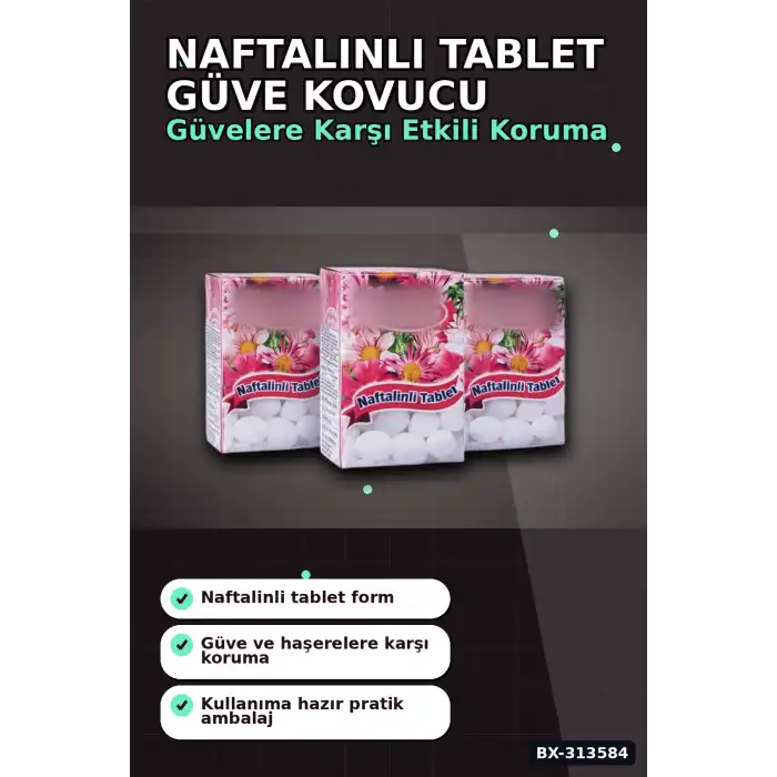 Çiçek Desenli Kutuda 6 Adet Naftalinli Tablet Güve Kovucu Dolap Çekmece Koruyucu BX-313584