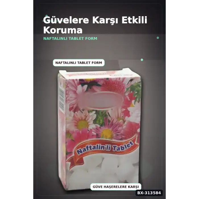 Çiçek Desenli Kutuda 6 Adet Naftalinli Tablet Güve Kovucu Dolap Çekmece Koruyucu BX-313584