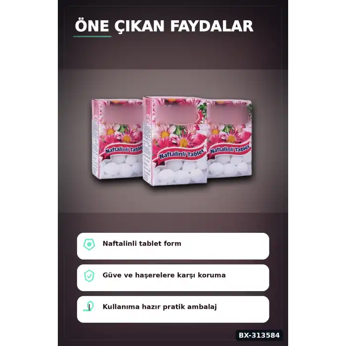 Çiçek Desenli Kutuda 6 Adet Naftalinli Tablet Güve Kovucu Dolap Çekmece Koruyucu BX-313584