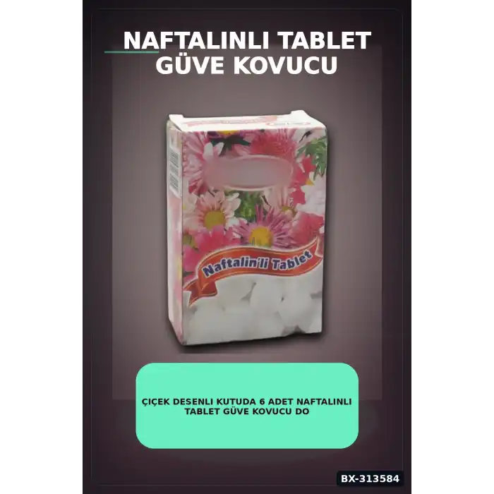 Çiçek Desenli Kutuda 6 Adet Naftalinli Tablet Güve Kovucu Dolap Çekmece Koruyucu BX-313584