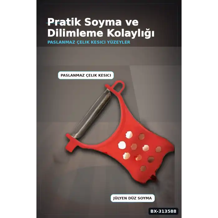 Paslanmaz Çelik Bıçaklı 3ü 1 Arada Jülyen Rende Soyacak Doğrayıcı Mutfak Aleti BX-313588