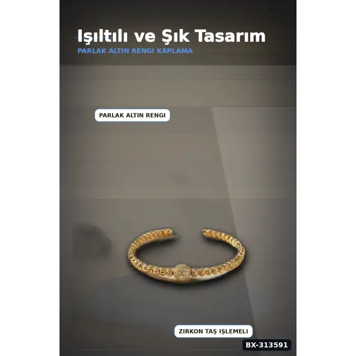 Pirinç Zirkon Taşlı Kadın Bileklik - Dorika Model Rengi Tekli Paket BX-313591