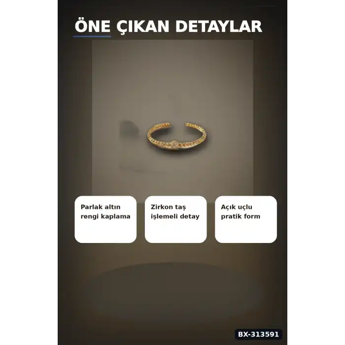 Pirinç Zirkon Taşlı Kadın Bileklik - Dorika Model Rengi Tekli Paket BX-313591