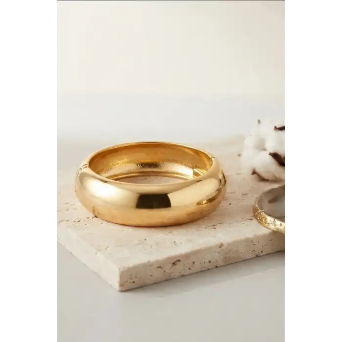 3.5 Cm Kalın Pirinç Vintage Kelepçe Bilezik - Rengi Tekli Bayan Takı BX-313596