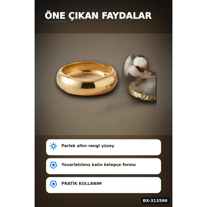 3.5 Cm Kalın Pirinç Vintage Kelepçe Bilezik - Rengi Tekli Bayan Takı BX-313596