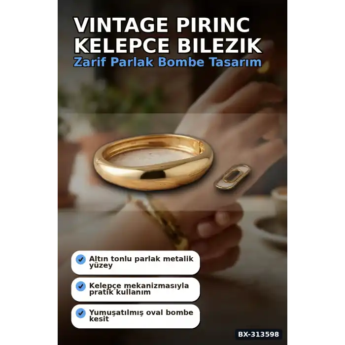 Vintage Pirinc Bombe Model Kelepce Bilezik Rengi Tek Parca Bayan Aksesuar BX-313598