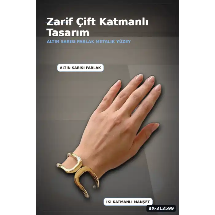 Vintage Manşet Kesim Pirinç Bilezik - Tekli Paket, Kadın Takı Aksesuarı BX-313599