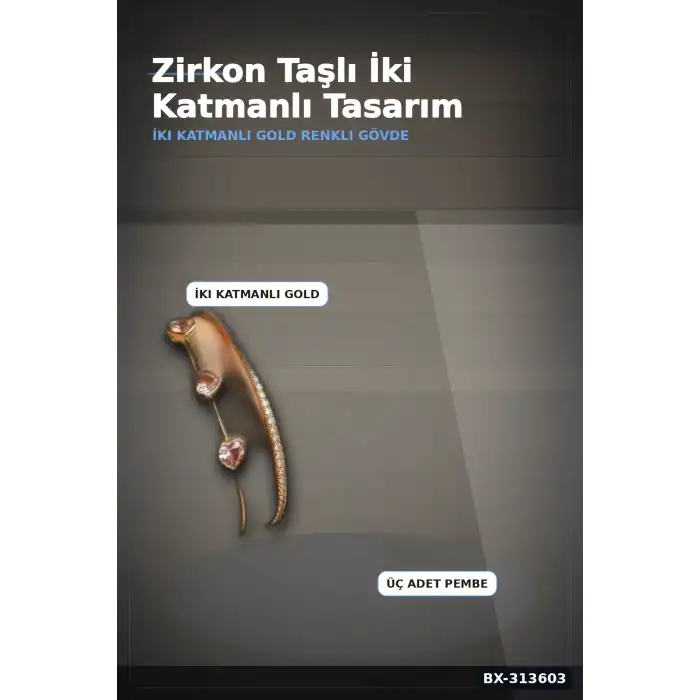 Zirkon Taşlı Kalp Kolye Ucu Gold Bileklik - Pirinç Materyal Kadın Aksesuarı BX-313603