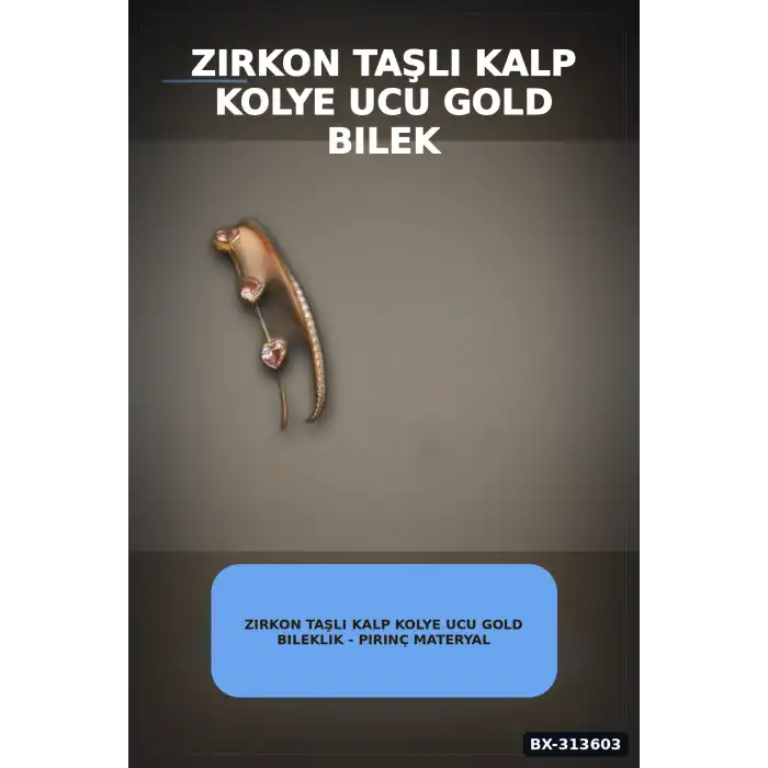 Zirkon Taşlı Kalp Kolye Ucu Gold Bileklik - Pirinç Materyal Kadın Aksesuarı BX-313603