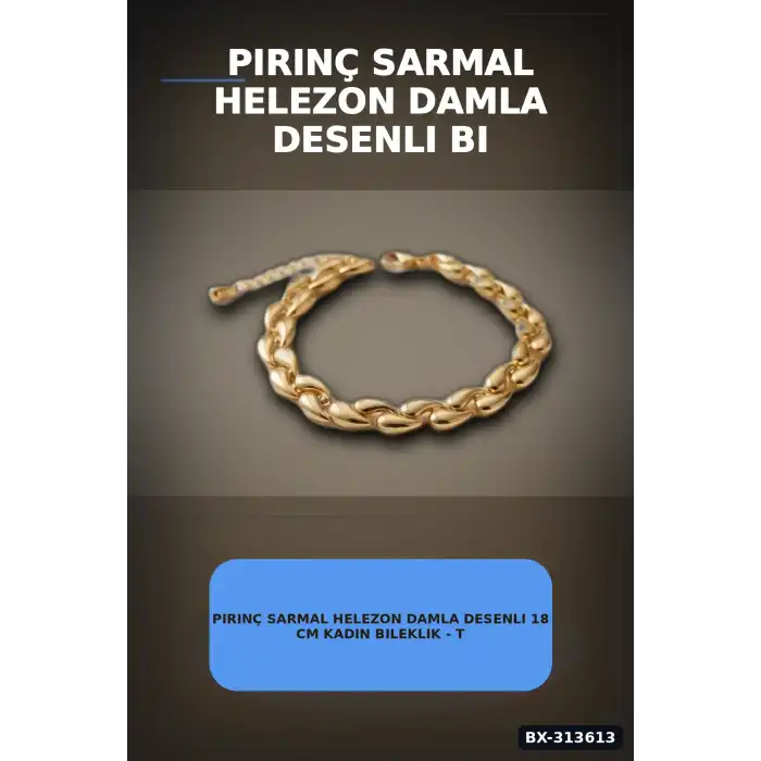 Pirinç Sarmal Helezon Damla Desenli 18 cm Kadın Bileklik - Tekli Paket BX-313613