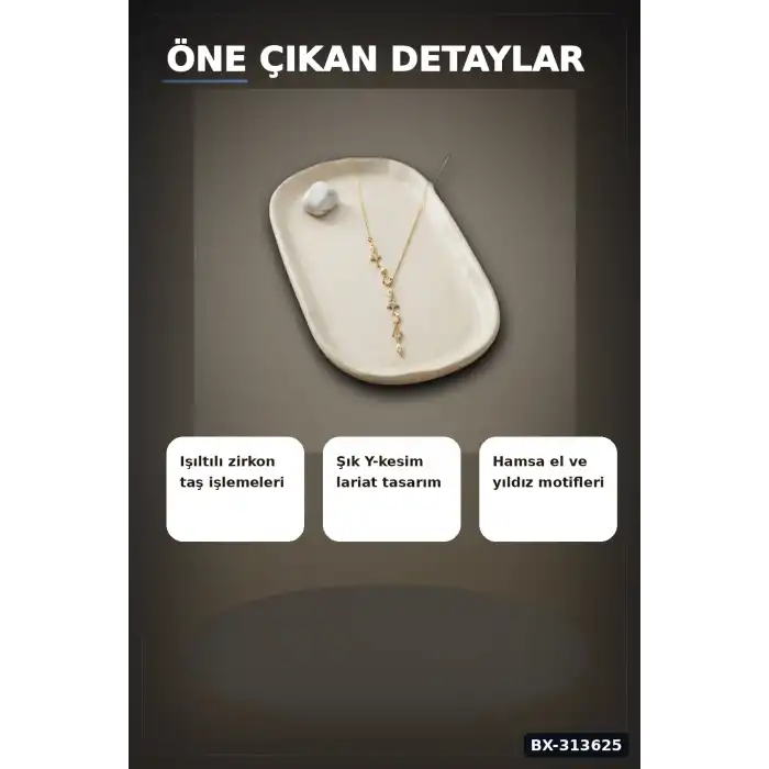Zirkon Taşlı 45 Cm Pirinç Gold Manifest Model Kolye - Kadın Takı Aksesuar BX-313625