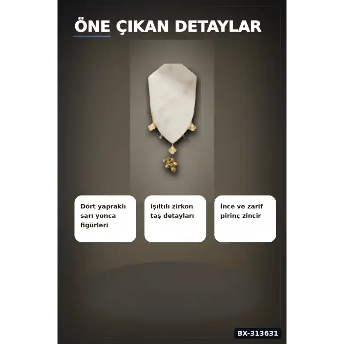 Yonca Desenli Zirkon Taşlı 45 Cm Pirinç Bijuteri Kolye - Günlük Kullanıma Uygun BX-313631
