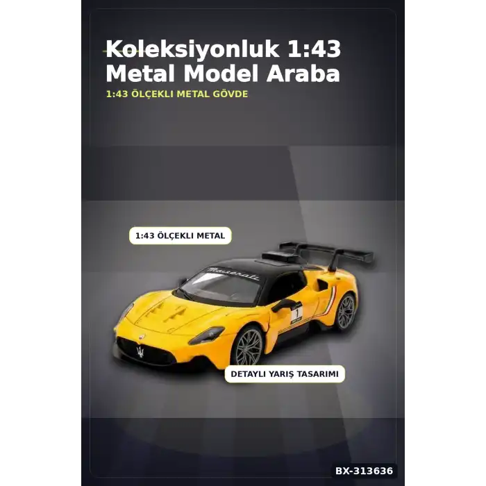1:43 Lisanslı Metal Maserati GT2 Çek Bırak Model Araba - Koleksiyonluk Oyuncak BX-313636
