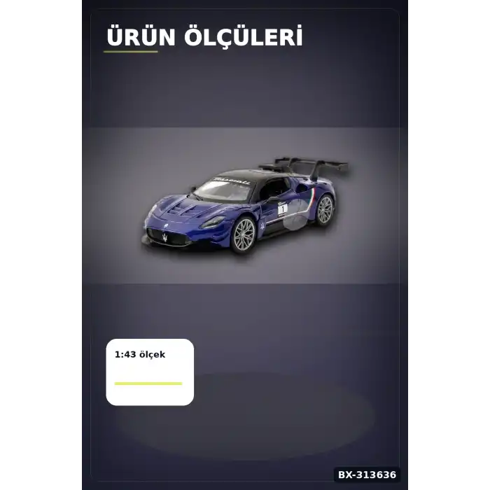 1:43 Lisanslı Metal Maserati GT2 Çek Bırak Model Araba - Koleksiyonluk Oyuncak BX-313636