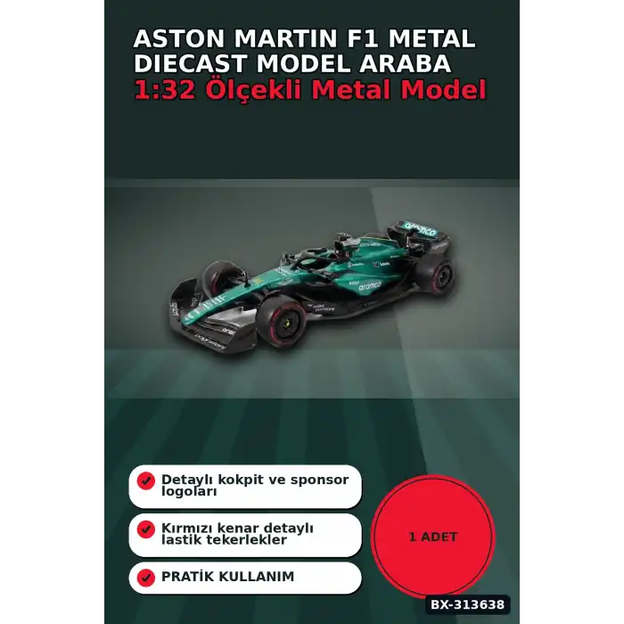 1:32 Aston Martin F1 Metal Diecast Model Araba - Çek Bırak Oyuncak, Koleksiyon BX-313638