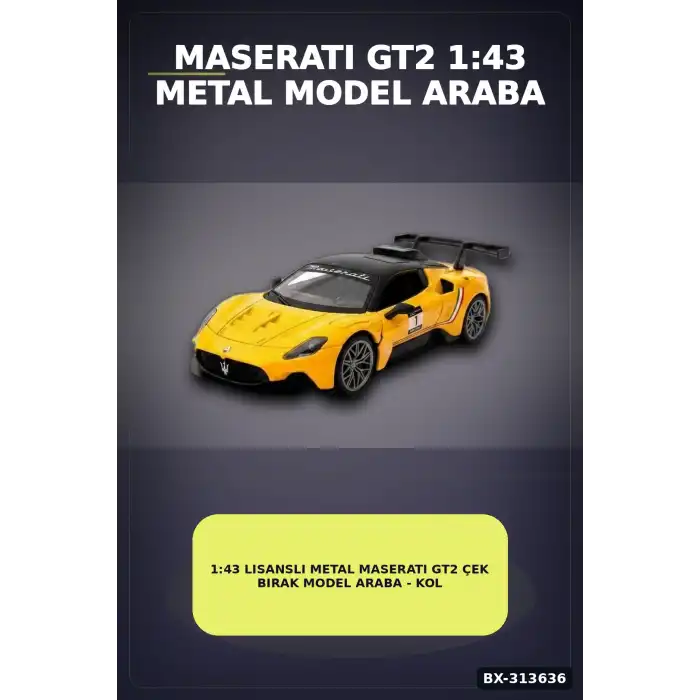1:43 Lisanslı Metal Maserati GT2 Çek Bırak Model Araba - Koleksiyonluk Oyuncak BX-313636