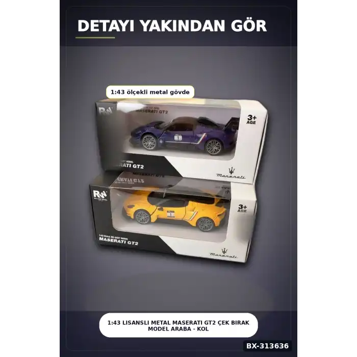 1:43 Lisanslı Metal Maserati GT2 Çek Bırak Model Araba - Koleksiyonluk Oyuncak BX-313636