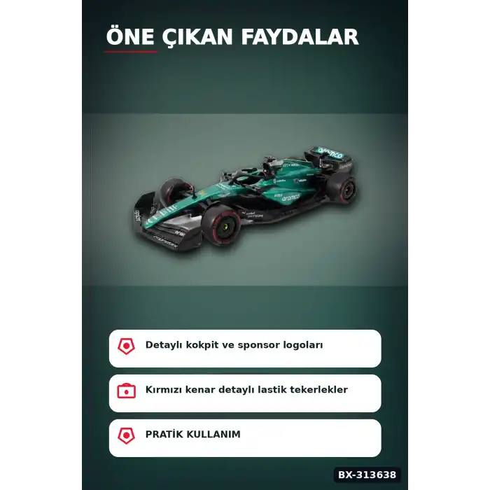 1:32 Aston Martin F1 Metal Diecast Model Araba - Çek Bırak Oyuncak, Koleksiyon BX-313638