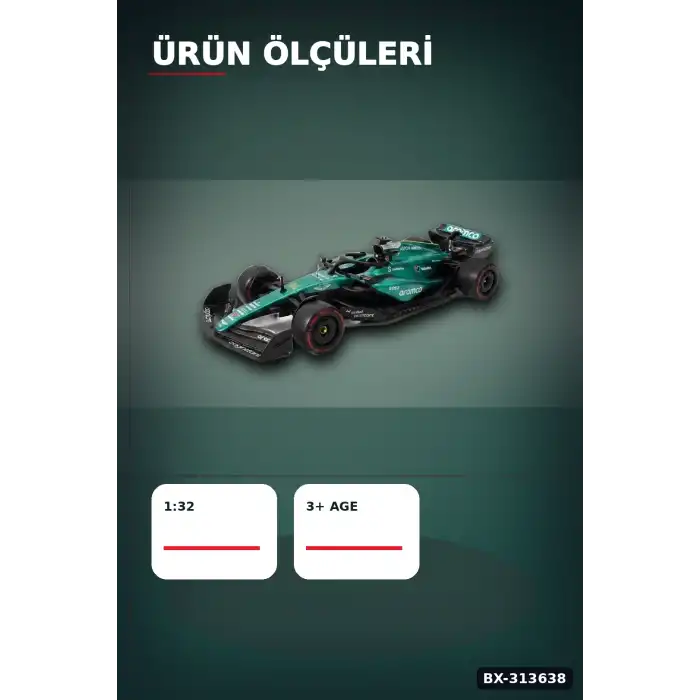 1:32 Aston Martin F1 Metal Diecast Model Araba - Çek Bırak Oyuncak, Koleksiyon BX-313638